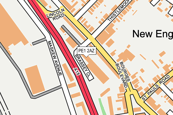 PE1 2AZ map - OS OpenMap – Local (Ordnance Survey)