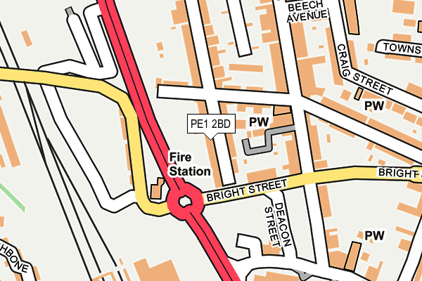 PE1 2BD map - OS OpenMap – Local (Ordnance Survey)