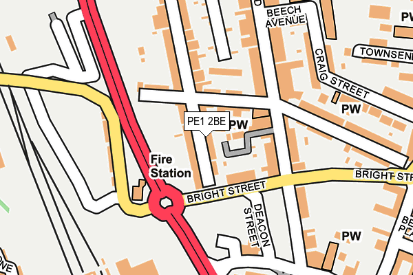 PE1 2BE map - OS OpenMap – Local (Ordnance Survey)