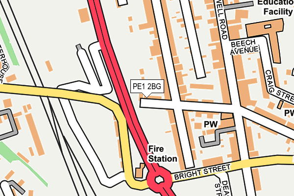 PE1 2BG map - OS OpenMap – Local (Ordnance Survey)