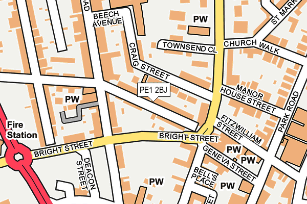 PE1 2BJ map - OS OpenMap – Local (Ordnance Survey)