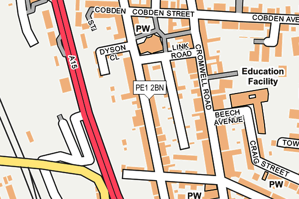 PE1 2BN map - OS OpenMap – Local (Ordnance Survey)