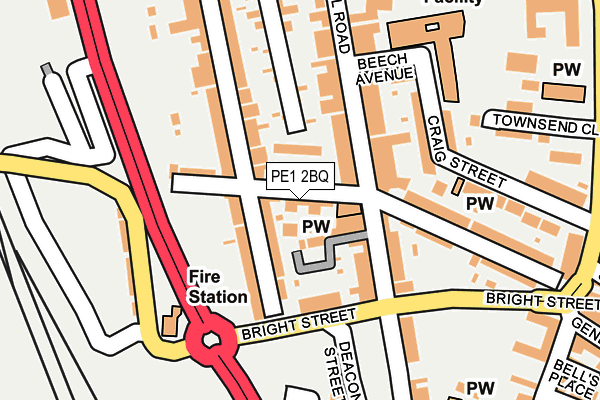 PE1 2BQ map - OS OpenMap – Local (Ordnance Survey)