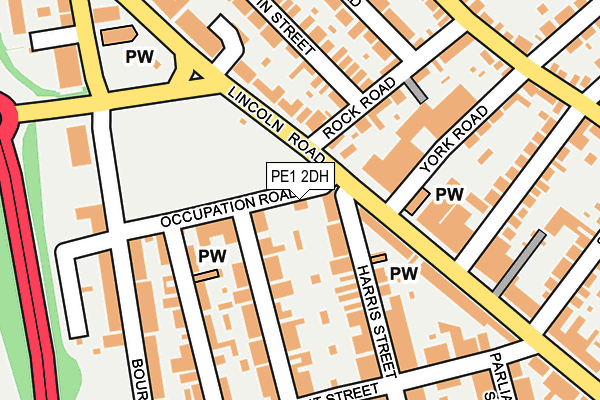 PE1 2DH map - OS OpenMap – Local (Ordnance Survey)