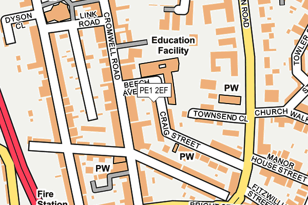 PE1 2EF map - OS OpenMap – Local (Ordnance Survey)