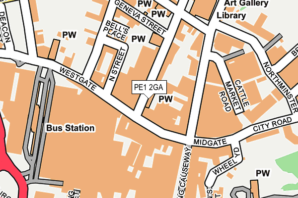 PE1 2GA map - OS OpenMap – Local (Ordnance Survey)