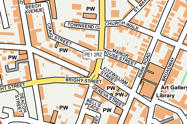 PE1 2RZ map - OS OpenMap – Local (Ordnance Survey)