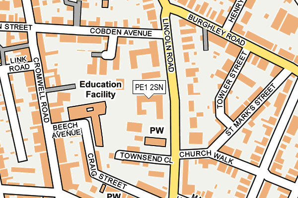 PE1 2SN map - OS OpenMap – Local (Ordnance Survey)