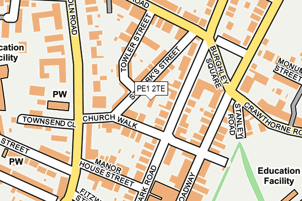 PE1 2TE map - OS OpenMap – Local (Ordnance Survey)