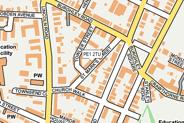 PE1 2TU map - OS OpenMap – Local (Ordnance Survey)