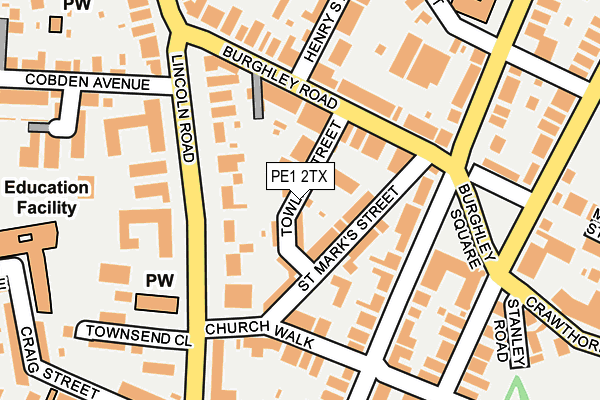 PE1 2TX map - OS OpenMap – Local (Ordnance Survey)