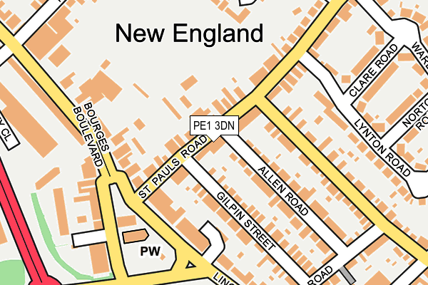 PE1 3DN map - OS OpenMap – Local (Ordnance Survey)