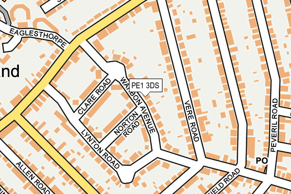 PE1 3DS map - OS OpenMap – Local (Ordnance Survey)