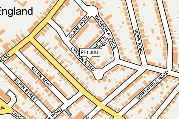 PE1 3DU map - OS OpenMap – Local (Ordnance Survey)