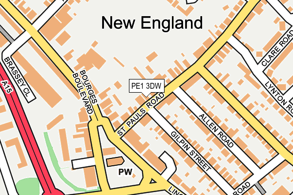 PE1 3DW map - OS OpenMap – Local (Ordnance Survey)