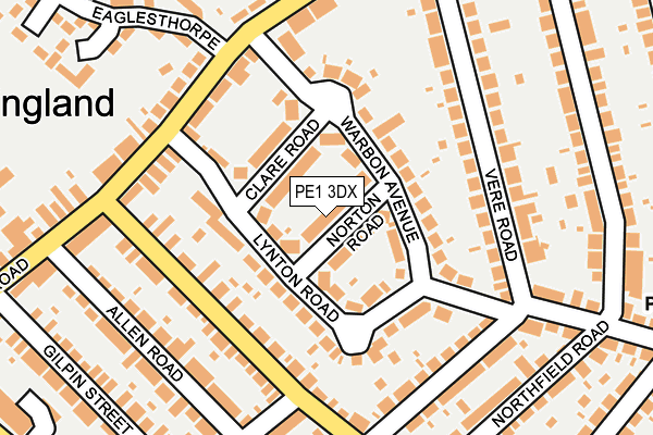 PE1 3DX map - OS OpenMap – Local (Ordnance Survey)