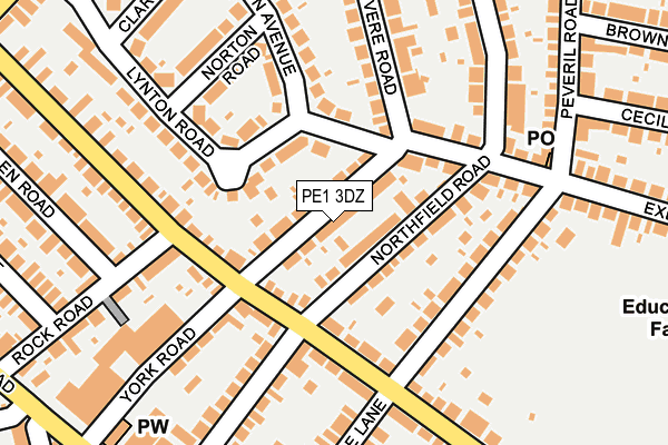 PE1 3DZ map - OS OpenMap – Local (Ordnance Survey)