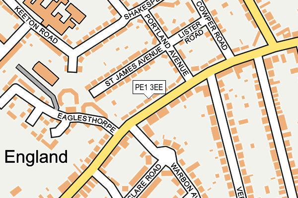 PE1 3EE map - OS OpenMap – Local (Ordnance Survey)