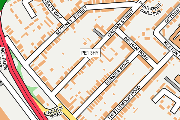 PE1 3HY map - OS OpenMap – Local (Ordnance Survey)