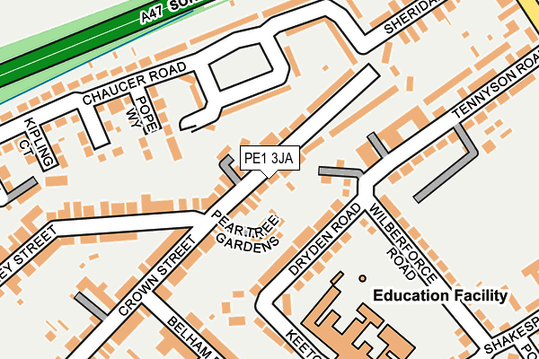 PE1 3JA map - OS OpenMap – Local (Ordnance Survey)