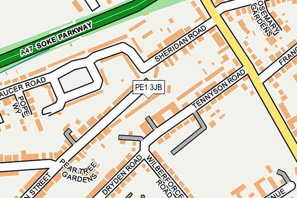PE1 3JB map - OS OpenMap – Local (Ordnance Survey)