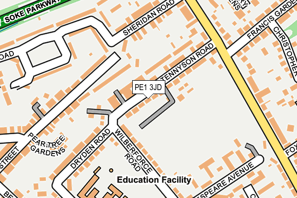 PE1 3JD map - OS OpenMap – Local (Ordnance Survey)