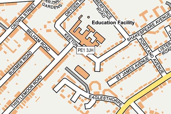 PE1 3JH map - OS OpenMap – Local (Ordnance Survey)