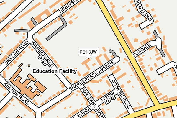 PE1 3JW map - OS OpenMap – Local (Ordnance Survey)