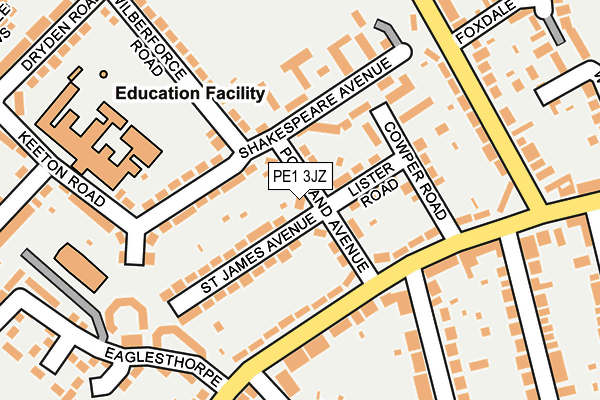 PE1 3JZ map - OS OpenMap – Local (Ordnance Survey)