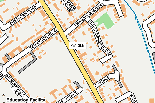 PE1 3LB map - OS OpenMap – Local (Ordnance Survey)