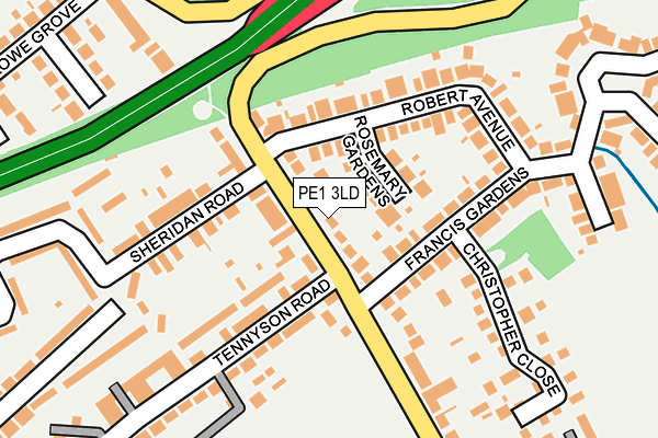 PE1 3LD map - OS OpenMap – Local (Ordnance Survey)