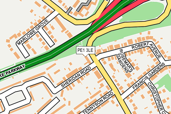 PE1 3LE map - OS OpenMap – Local (Ordnance Survey)
