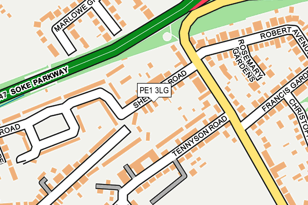 PE1 3LG map - OS OpenMap – Local (Ordnance Survey)