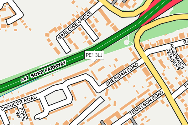 PE1 3LJ map - OS OpenMap – Local (Ordnance Survey)