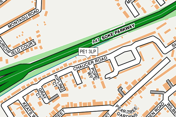 PE1 3LP map - OS OpenMap – Local (Ordnance Survey)