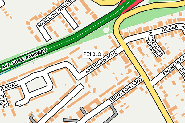 PE1 3LQ map - OS OpenMap – Local (Ordnance Survey)