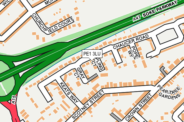 PE1 3LU map - OS OpenMap – Local (Ordnance Survey)