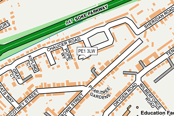 PE1 3LW map - OS OpenMap – Local (Ordnance Survey)