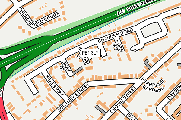 PE1 3LY map - OS OpenMap – Local (Ordnance Survey)