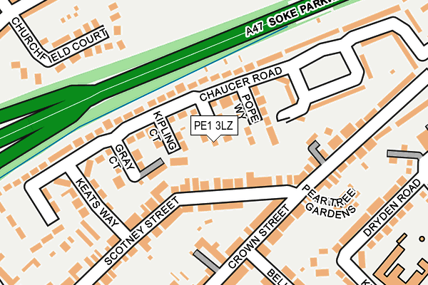 PE1 3LZ map - OS OpenMap – Local (Ordnance Survey)