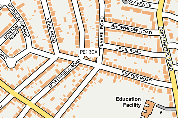 PE1 3QA map - OS OpenMap – Local (Ordnance Survey)
