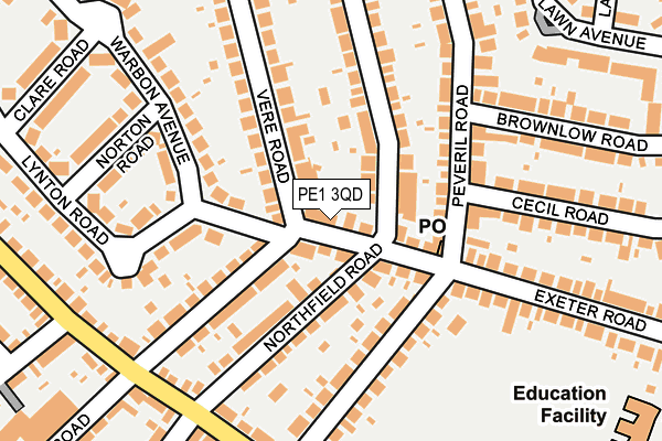 PE1 3QD map - OS OpenMap – Local (Ordnance Survey)