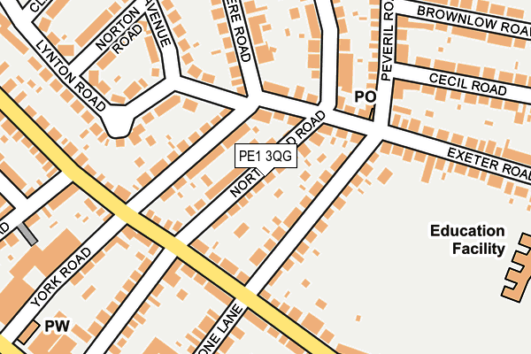 PE1 3QG map - OS OpenMap – Local (Ordnance Survey)