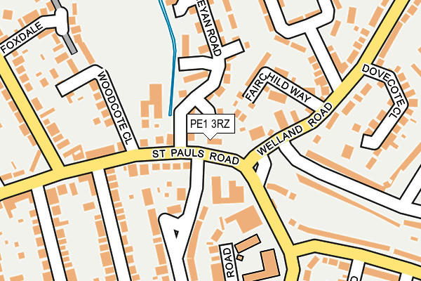 PE1 3RZ map - OS OpenMap – Local (Ordnance Survey)