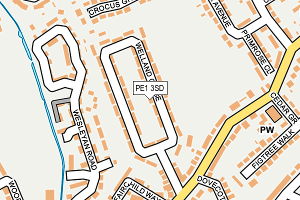 PE1 3SD map - OS OpenMap – Local (Ordnance Survey)