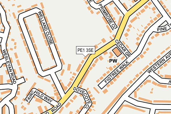 PE1 3SE map - OS OpenMap – Local (Ordnance Survey)