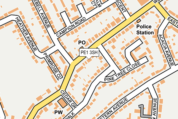 PE1 3SH map - OS OpenMap – Local (Ordnance Survey)