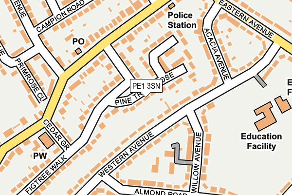 PE1 3SN map - OS OpenMap – Local (Ordnance Survey)