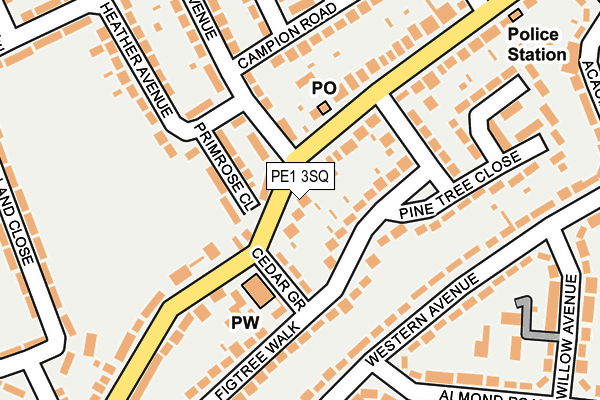 PE1 3SQ map - OS OpenMap – Local (Ordnance Survey)