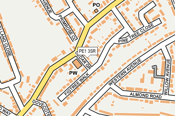 PE1 3SR map - OS OpenMap – Local (Ordnance Survey)